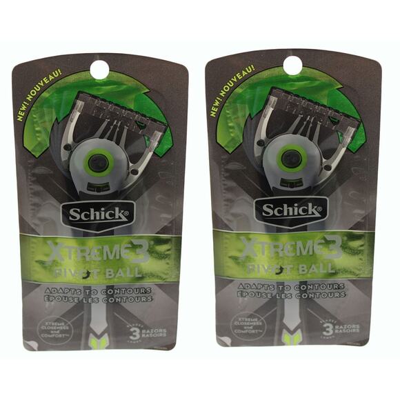 Men Razor Schick Xtreme3 Pivot Ball 3 Blades Men Disposable Razor 1223-2 Pack - Picture 1 of 2